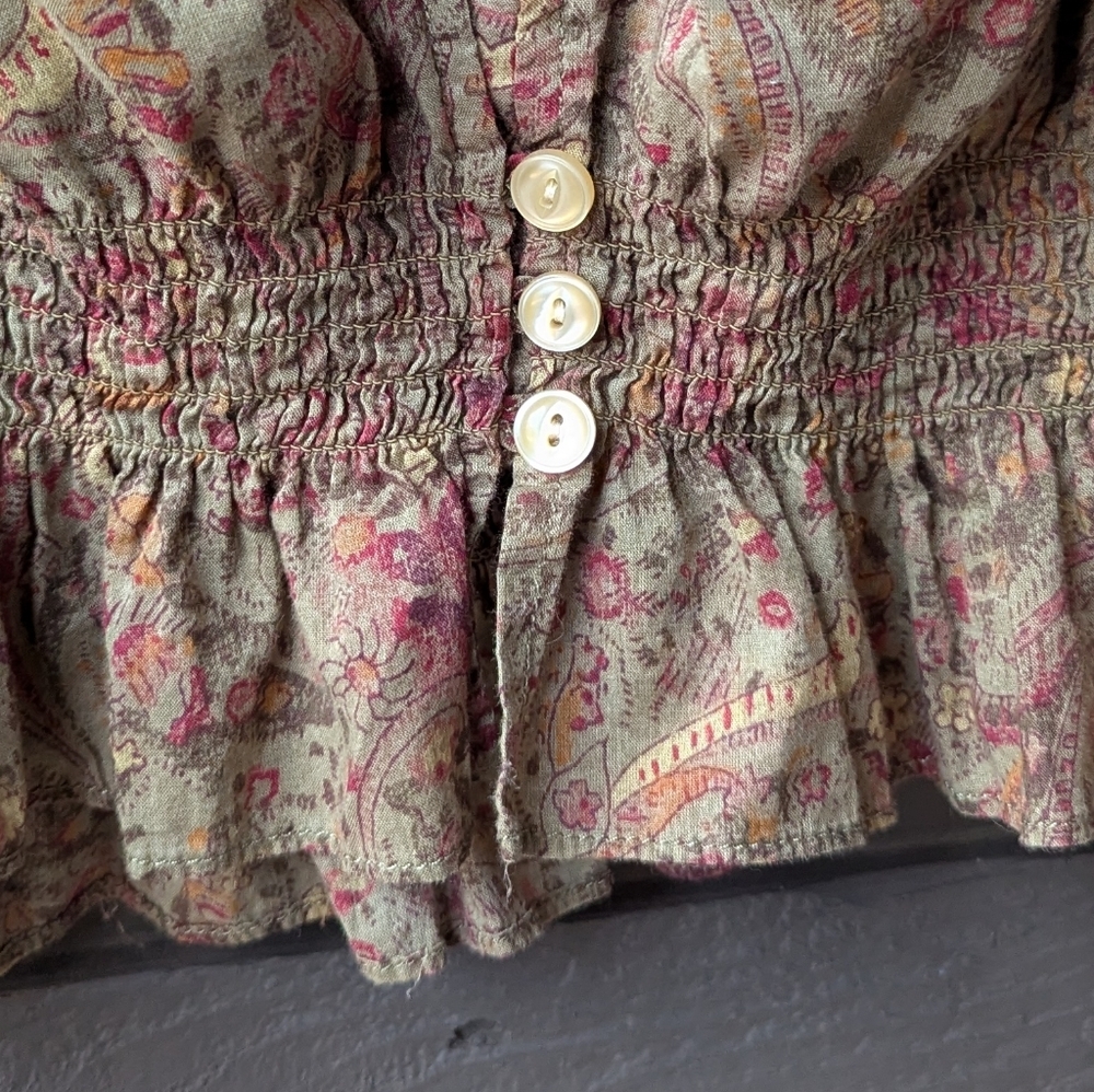 Lauren Jeans Ralph Lauren Button Up Mock Neck Long Sleeve Victorian Blouse Large - Picture 5 of 8